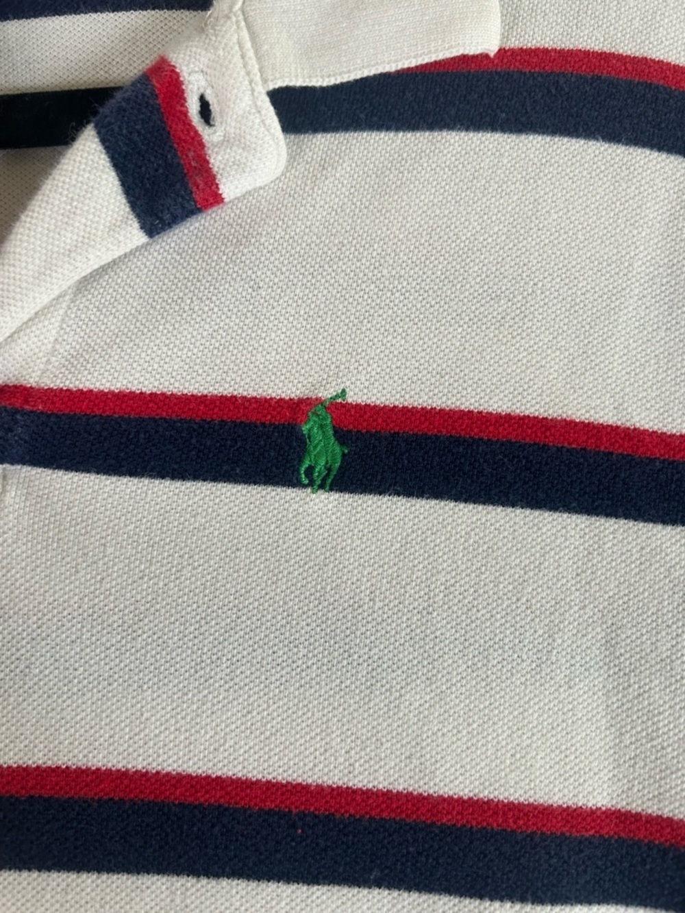 Ralph Lauren White Polo with Navy & Red Stripes - Picture 3 of 8